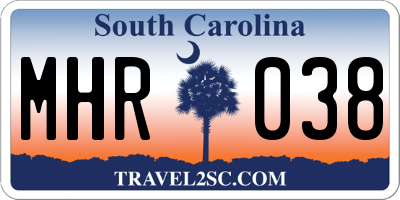 SC license plate MHR038