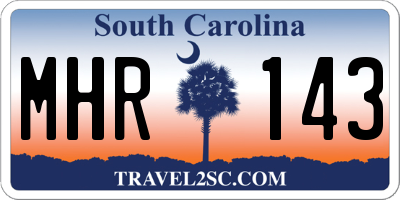 SC license plate MHR143