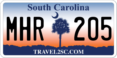 SC license plate MHR205