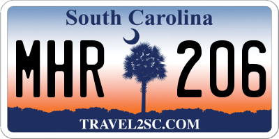 SC license plate MHR206