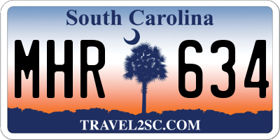 SC license plate MHR634
