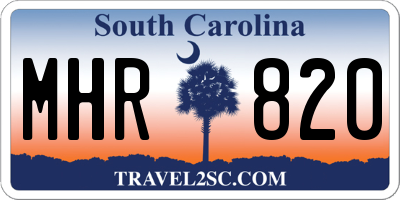 SC license plate MHR820