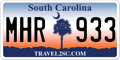 SC license plate MHR933