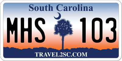 SC license plate MHS103