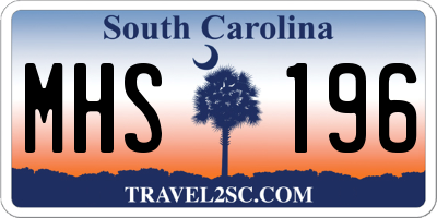 SC license plate MHS196