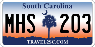 SC license plate MHS203