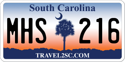 SC license plate MHS216