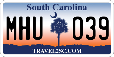 SC license plate MHU039