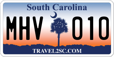 SC license plate MHV010