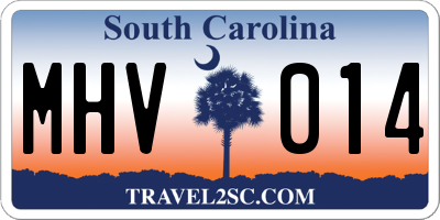 SC license plate MHV014