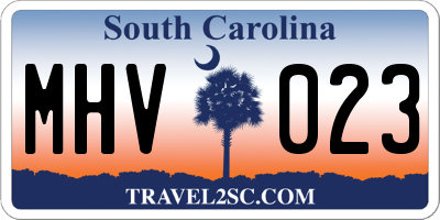 SC license plate MHV023