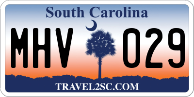 SC license plate MHV029