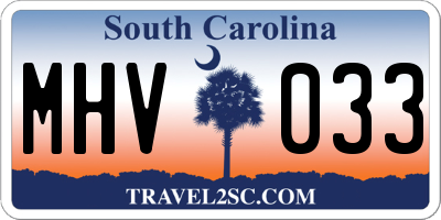 SC license plate MHV033
