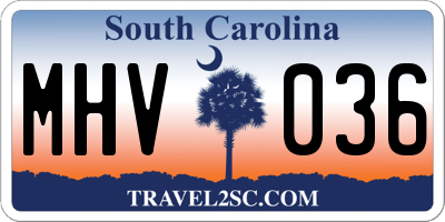 SC license plate MHV036