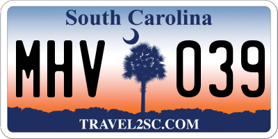 SC license plate MHV039