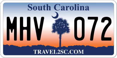 SC license plate MHV072