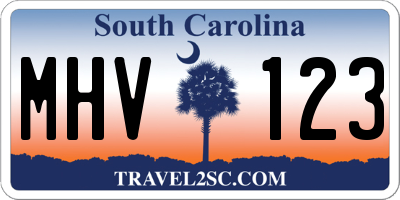 SC license plate MHV123