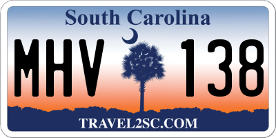 SC license plate MHV138