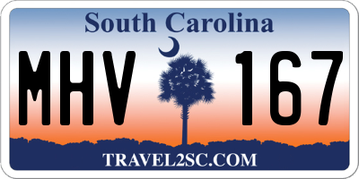 SC license plate MHV167