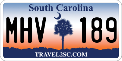 SC license plate MHV189