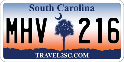 SC license plate MHV216