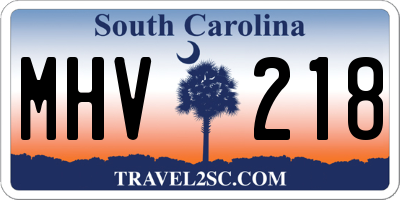 SC license plate MHV218
