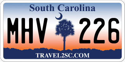 SC license plate MHV226