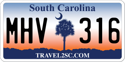 SC license plate MHV316