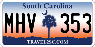 SC license plate MHV353