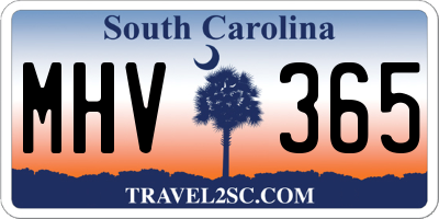 SC license plate MHV365
