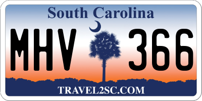 SC license plate MHV366