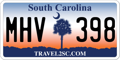 SC license plate MHV398