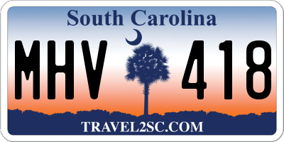 SC license plate MHV418