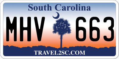 SC license plate MHV663