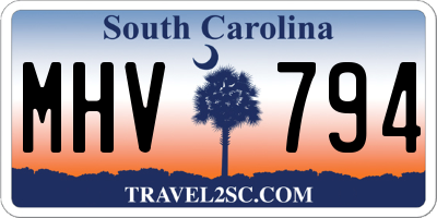 SC license plate MHV794