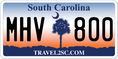 SC license plate MHV800