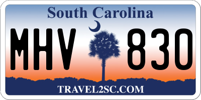 SC license plate MHV830