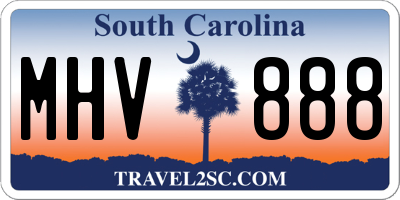 SC license plate MHV888