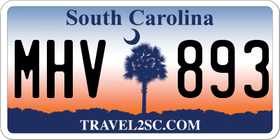 SC license plate MHV893