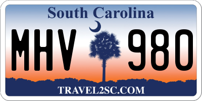 SC license plate MHV980