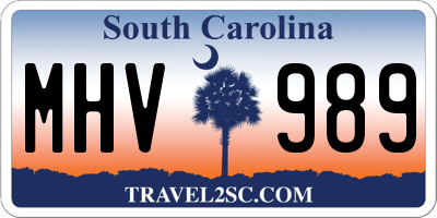 SC license plate MHV989