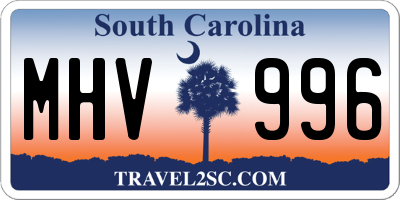SC license plate MHV996