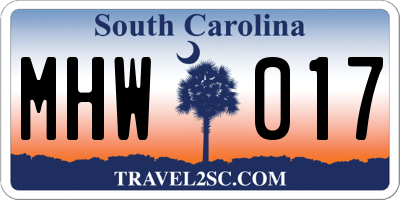 SC license plate MHW017