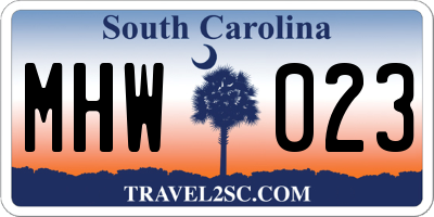 SC license plate MHW023