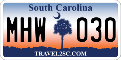 SC license plate MHW030