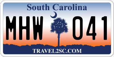 SC license plate MHW041
