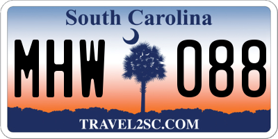 SC license plate MHW088