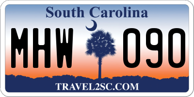 SC license plate MHW090