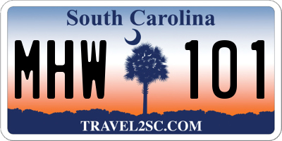 SC license plate MHW101