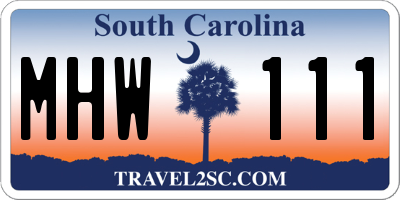 SC license plate MHW111
